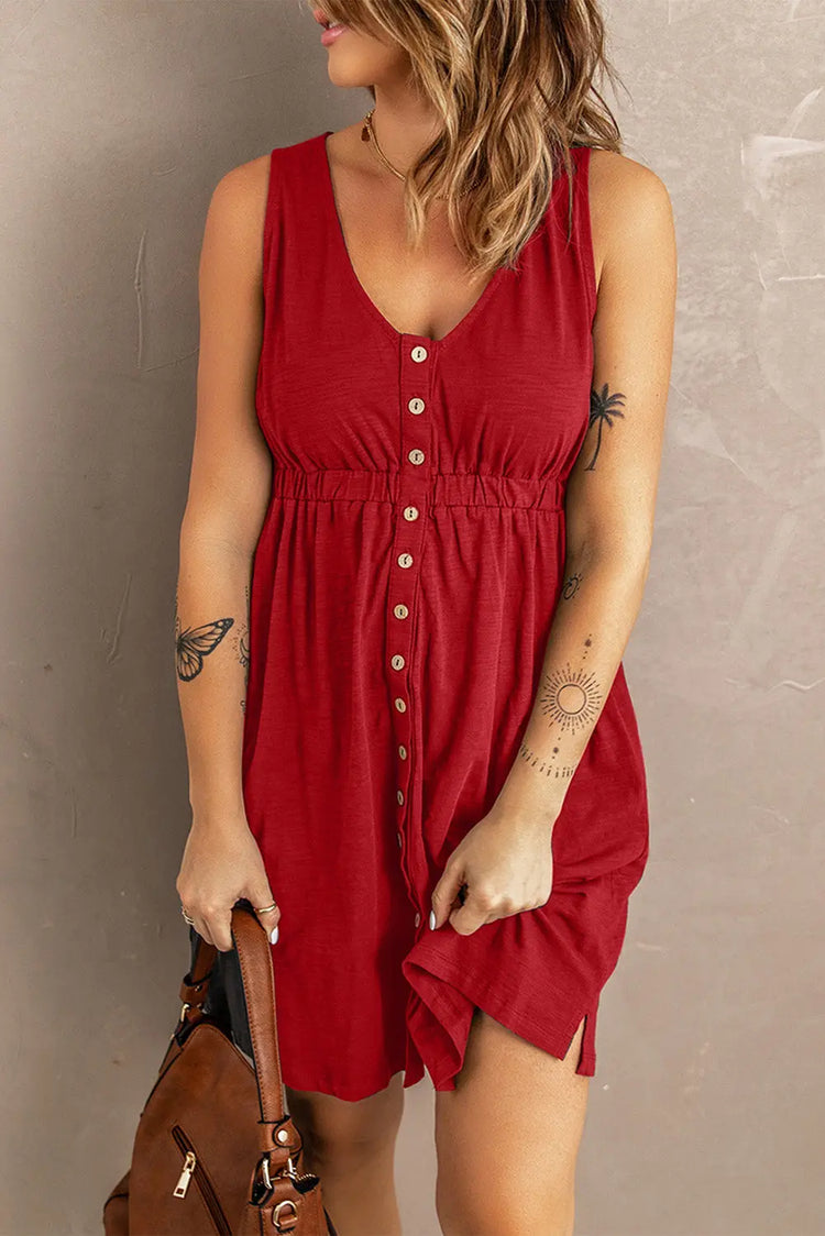 Sleeveless Button Down Mini Dress STYLE SOURCE
