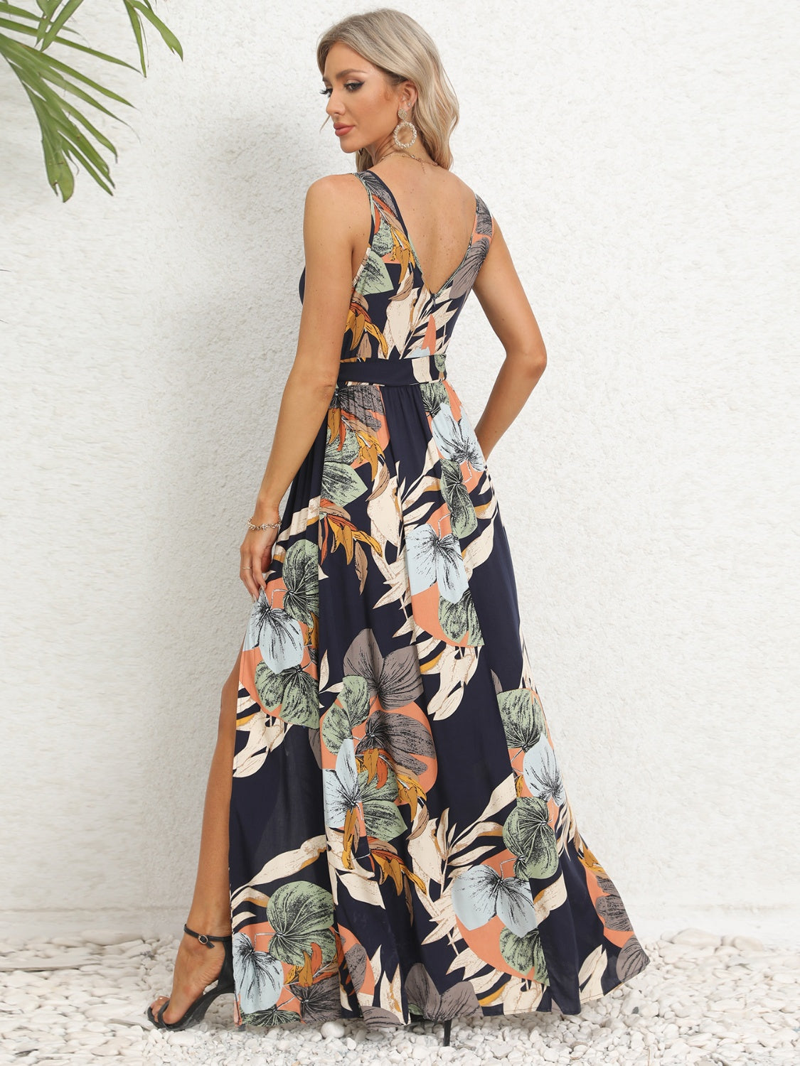 Slit Tied Printed Surplice Dress STYLE SOURCE