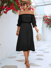 Frilled Off-Shoulder Flounce Sleeve Dress STYLE SOURCE