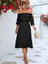 Frilled Off-Shoulder Flounce Sleeve Dress STYLE SOURCE