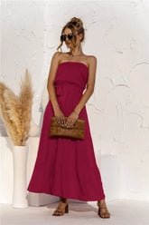 Strapless Tie Waist Tiered Maxi Dress STYLE SOURCE
