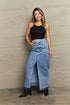 Front Slit Maxi Denim Skirt STYLE SOURCE