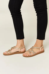 Forever Link Rhinestone Crisscross Flat Sandals STYLE SOURCE