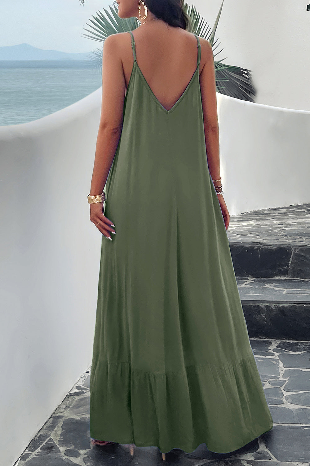 Backless Maxi Cami Dress with Pockets STYLE SOURCE