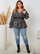 Plus Size Surplice Neck Flounce Sleeve Blouse STYLE SOURCE