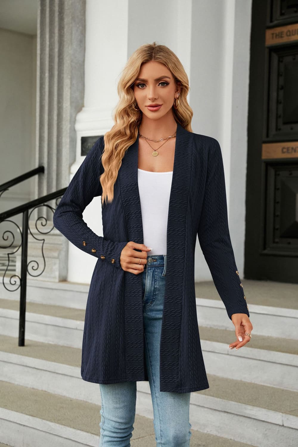 Long Sleeve Open Front Cardigan STYLE SOURCE