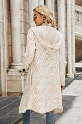 Printed Open Front Hooded Longline Cardigan STYLE SOURCE