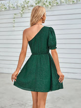 One-Shoulder Puff Sleeve A-Line Dress STYLE SOURCE