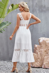 Spliced Lace Square Neck Sleeveless Midi Dress STYLE SOURCE