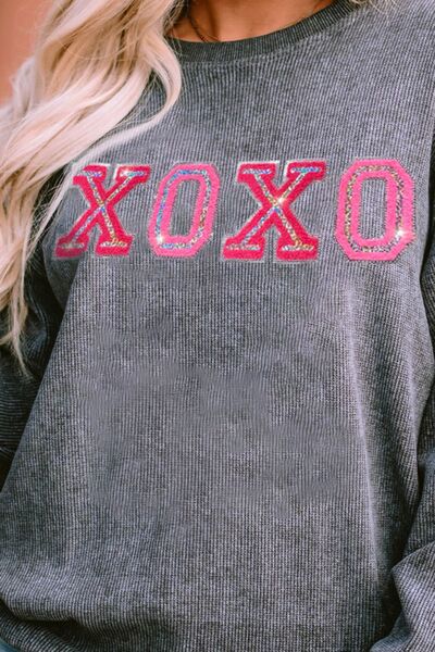 XOXO Round Neck Dropped Shoulder Sweatshirt STYLE SOURCE