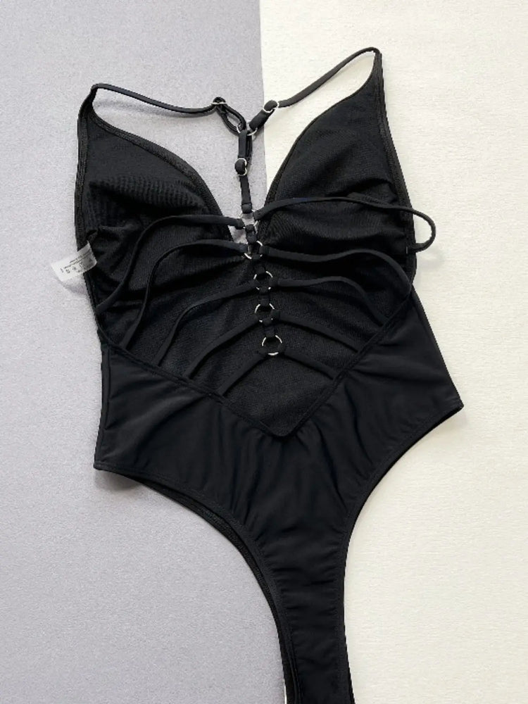 Cutout Plunge Spaghetti Strap One-Piece Swimwear STYLE SOURCE