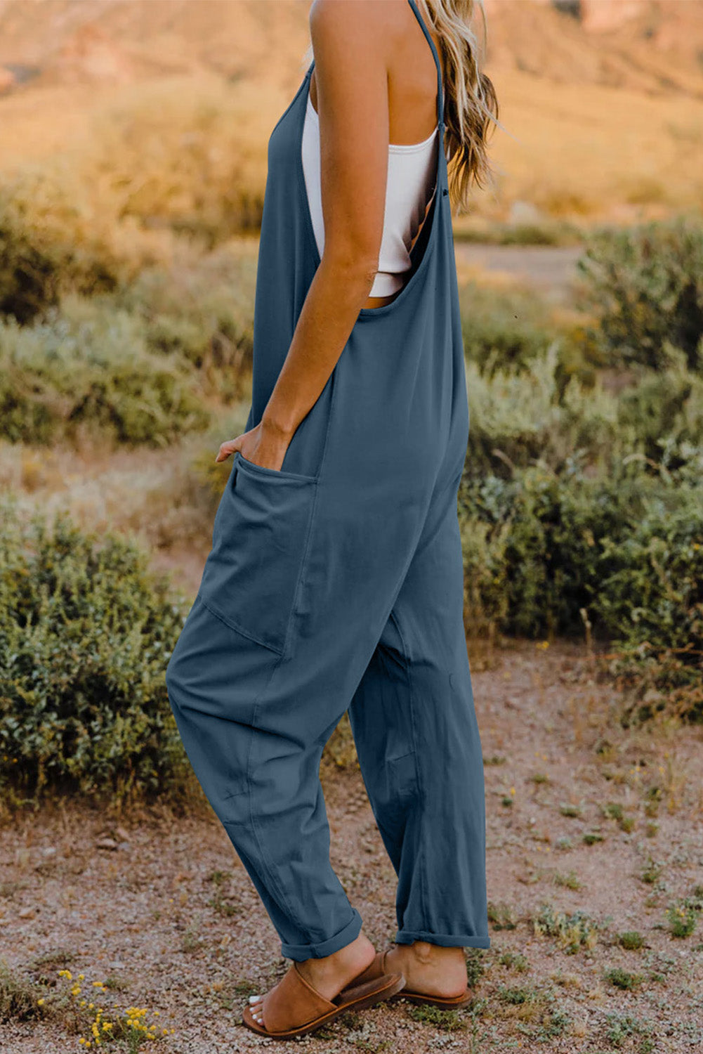 V-Neck Sleeveless Jumpsuit with Pocket STYLE SOURCE