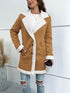 Contrast Button Up Lapel Collar Long Sleeve Coat STYLE SOURCE