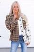 Plaid Contrast Button Up Shirt Jacket STYLE SOURCE