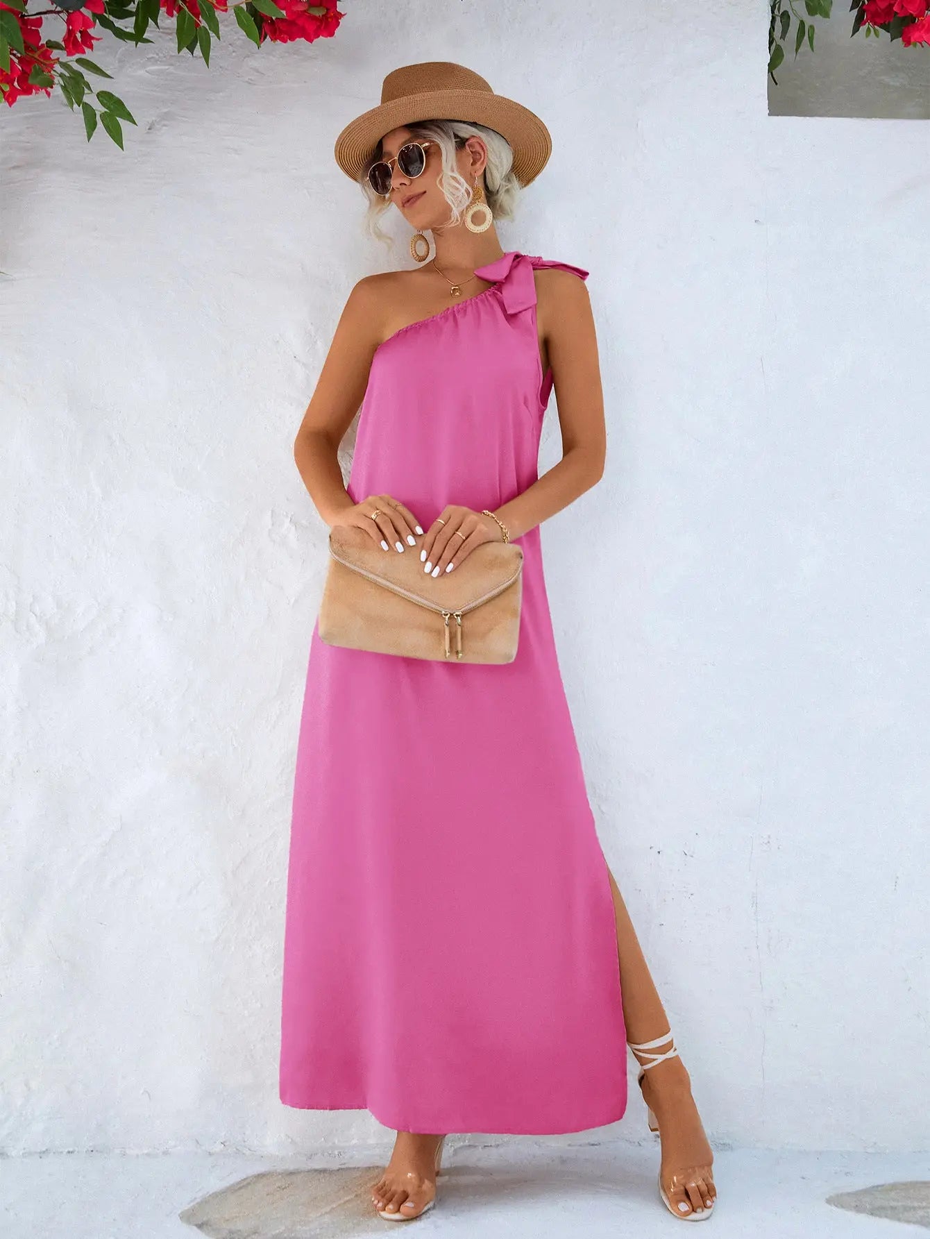 One-Shoulder Slit Maxi Dress STYLE SOURCE