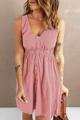 Sleeveless Button Down Mini Dress STYLE SOURCE