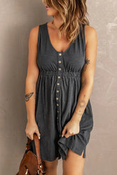 Sleeveless Button Down Mini Dress STYLE SOURCE