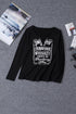 Letter Graphic Notched Long Sleeve T-Shirt STYLE SOURCE