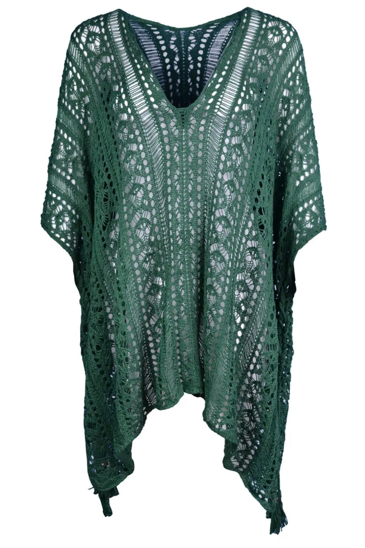 Cutout V-Neck Cover-Up with Tassel STYLE SOURCE