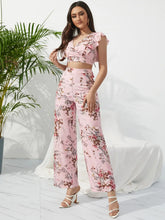 Printed Surplice Cap Sleeve Top and Pants Set STYLE SOURCE
