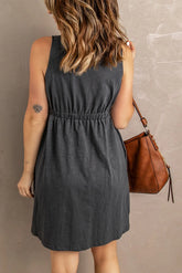 Sleeveless Button Down Mini Dress STYLE SOURCE