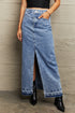 Front Slit Maxi Denim Skirt STYLE SOURCE