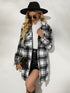 Plaid Collared Longline Coat STYLE SOURCE