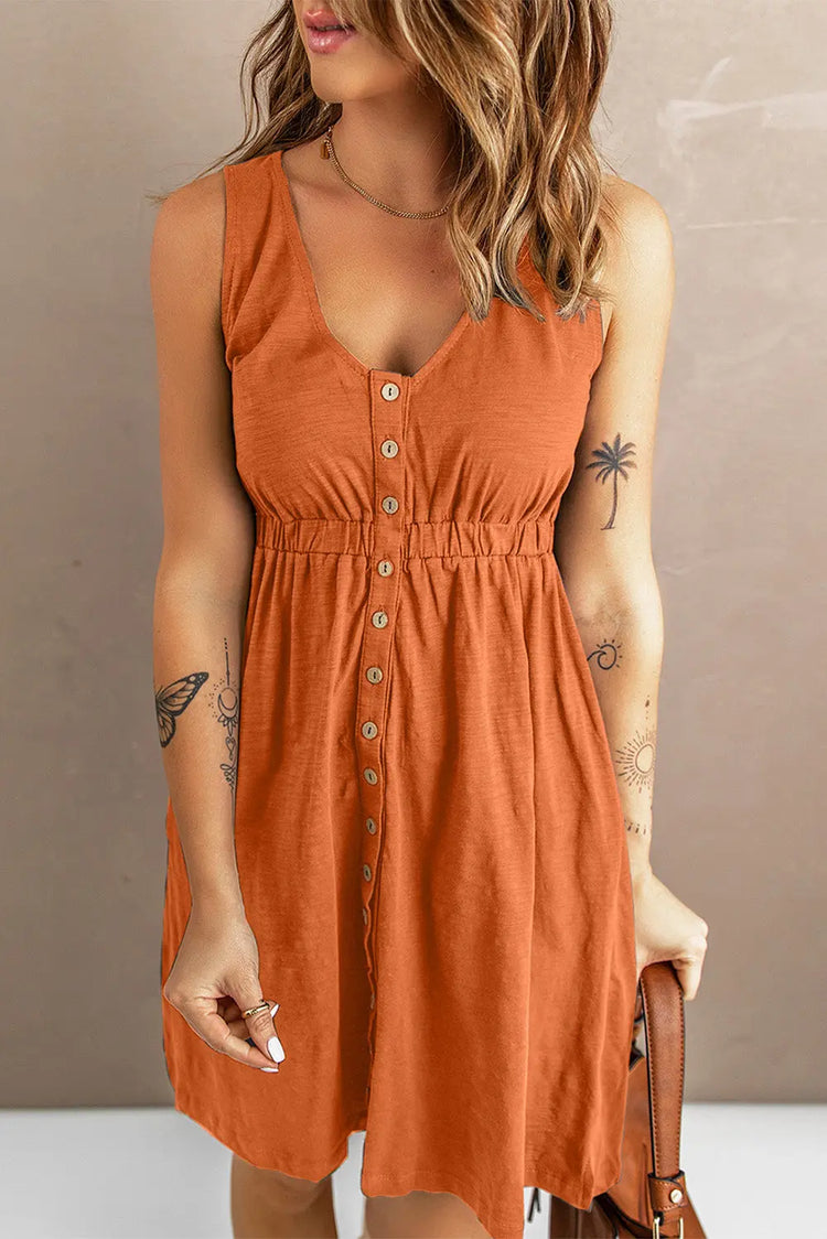Sleeveless Button Down Mini Dress STYLE SOURCE