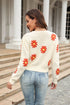 Flower Pattern Round Neck Long Sleeve Pullover Sweater STYLE SOURCE