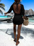 Backless Openwork Drawstring Round Neck Cover Up STYLE SOURCE