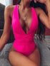 Halter Neck Deep V Tied One-Piece Swimsuit STYLE SOURCE