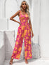 Floral Square Neck Cutout Tie Back Jumpsuit STYLE SOURCE