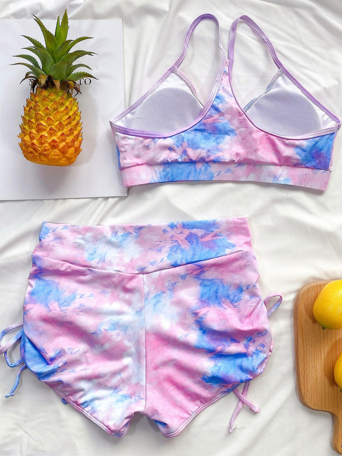 Tie-Dye Spaghetti Strap Top and Drawstring Shorts Swim Set STYLE SOURCE